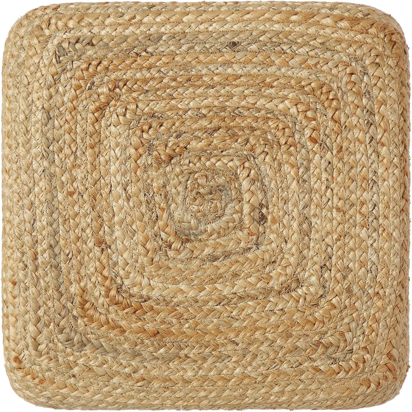 REDEARTH · Cube Pouf Ottoman - Braided Pouffe Accent Sitting Square Footrest for Living Room, Bedroom, Nursery, kidsroom, Patio, Gym; 100% Jute (14.5"x14.5"x16"; Natural Ivory)