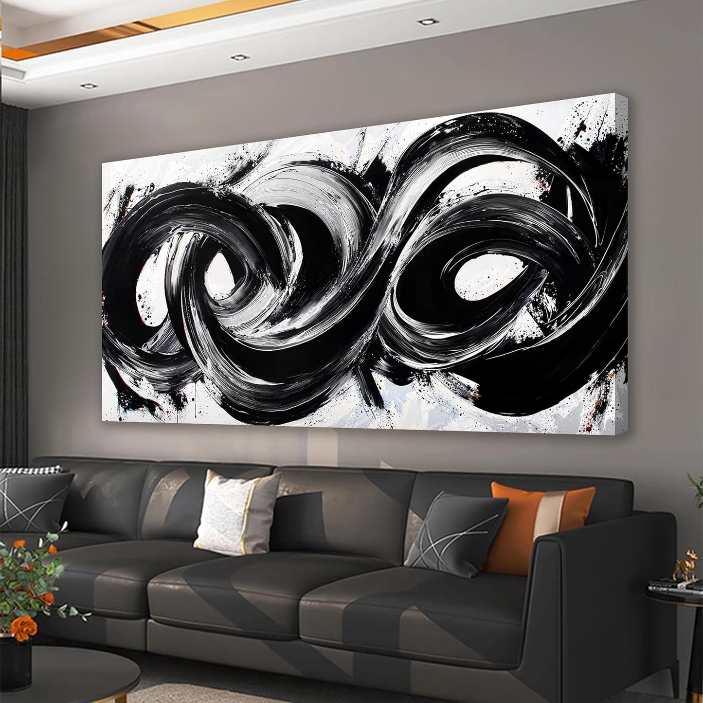 Canvas Wall Art Decor Wall Art Pictures for Living Room Artwork for Walls Abstract Black and White Wall Art Prints Abstract Canvas Art Wall Decorations Bedroom Home Aesthetic Wall Art Decor 20" X 40"