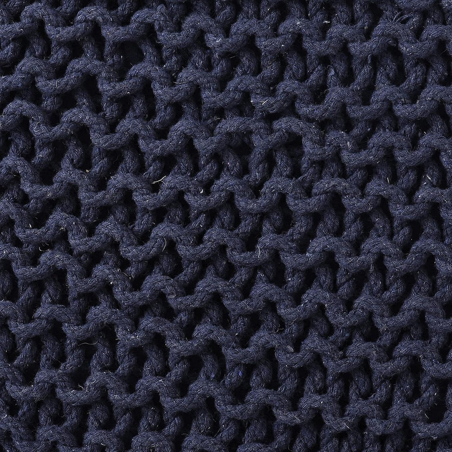 REDEARTH Square Hand Knitted Pouf - Foot Stool Ottoman Coffee Table - Cotton Cord Boho Pouffe - Poof Accent Footrest for Living Room - Bedroom - Library (16" x 16" x 16") - Navy Blue