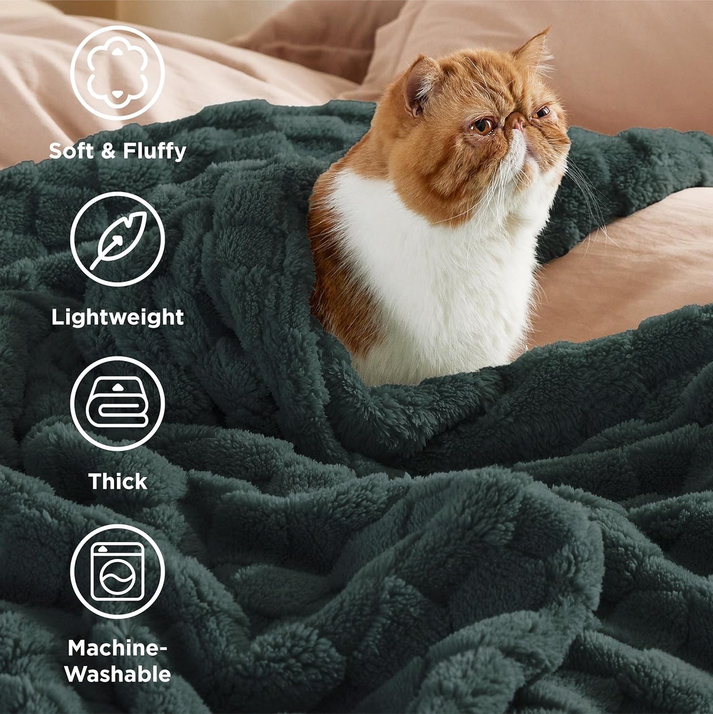 Bedsure GentleSoft King Size Blanket for Bed - Super Soft Cozy Blankets for Women Men Girls, Large Fuzzy Fleece Throw for Bedroom Decor, Mallard Green,108x90 Inches