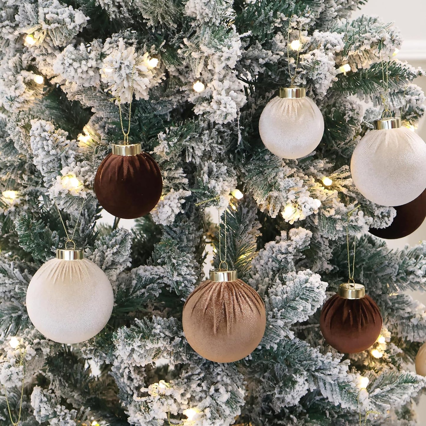 3.15inch Velvet Ornaments for Christmas Tree, 15pcs Multicolor Flocked Christmas Ornaments Decorations Balls Set Decor