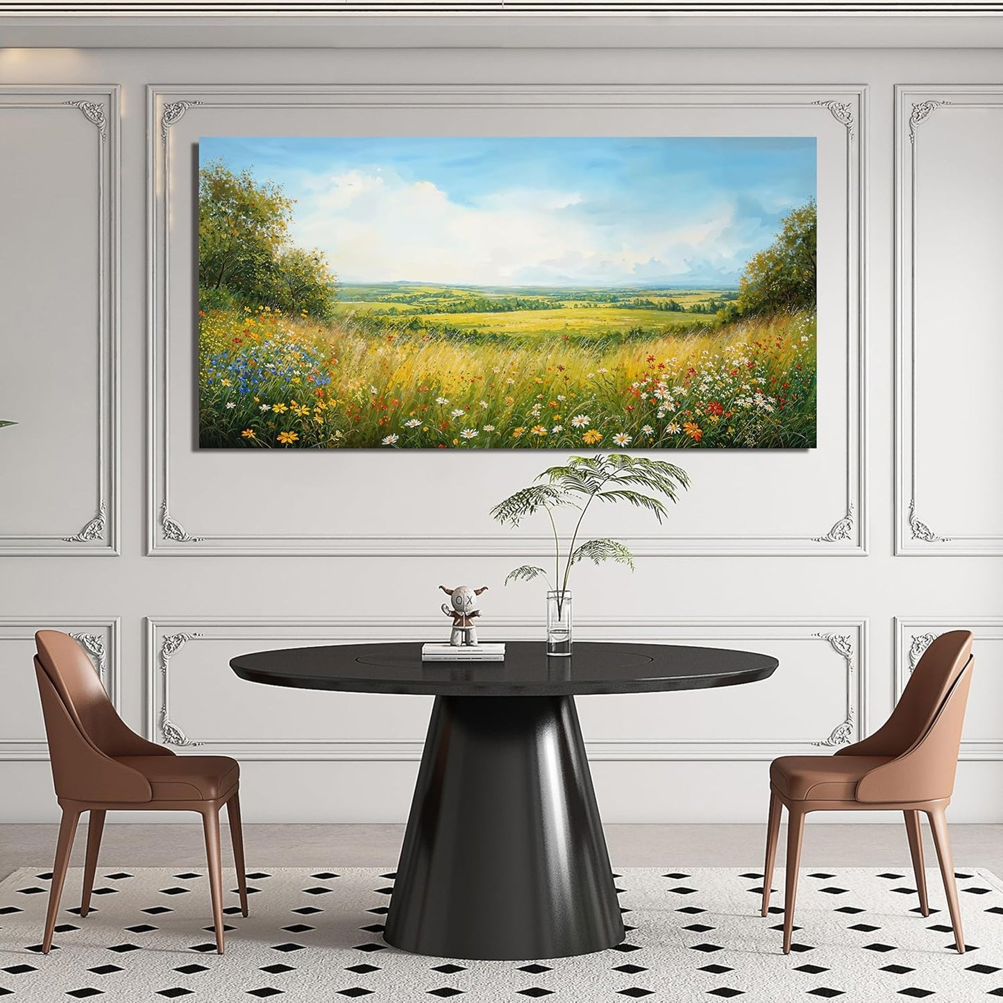 AIXMGSJS Canvas Wall Art Decor Modern Landscape Large Wall Art For Living Room Green Botanical Wall Art Artwork For Wall Green Floral Wall Decor Canvas Prints Art Work For Home Office Decor 24" X 48"