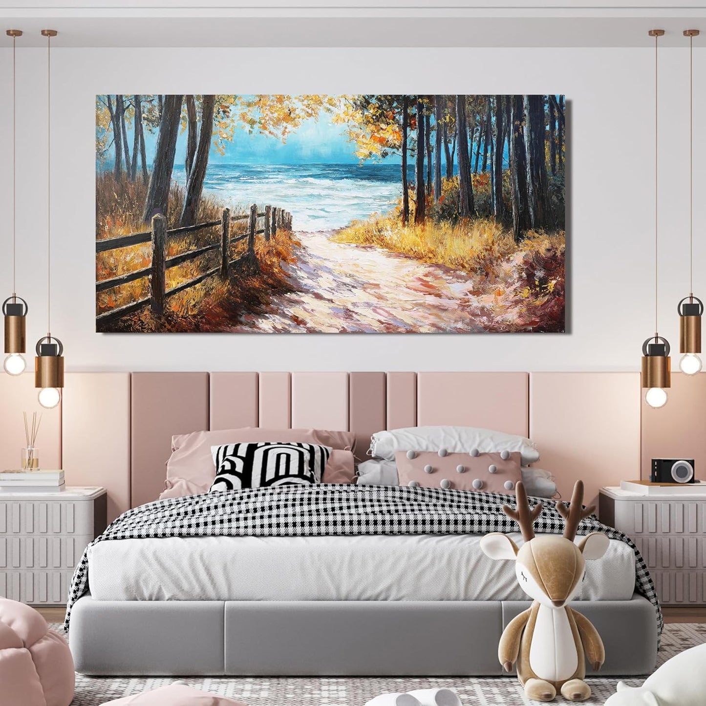 Canvas Wall Art Decor Artwork for Walls Nature Forest Wall Art Decor Canvas Modern Art Wall Decor Coastal Beach Forest Wall Art for Living Room Art Work Prints for Home Office Room Wall Decor 20"X40"