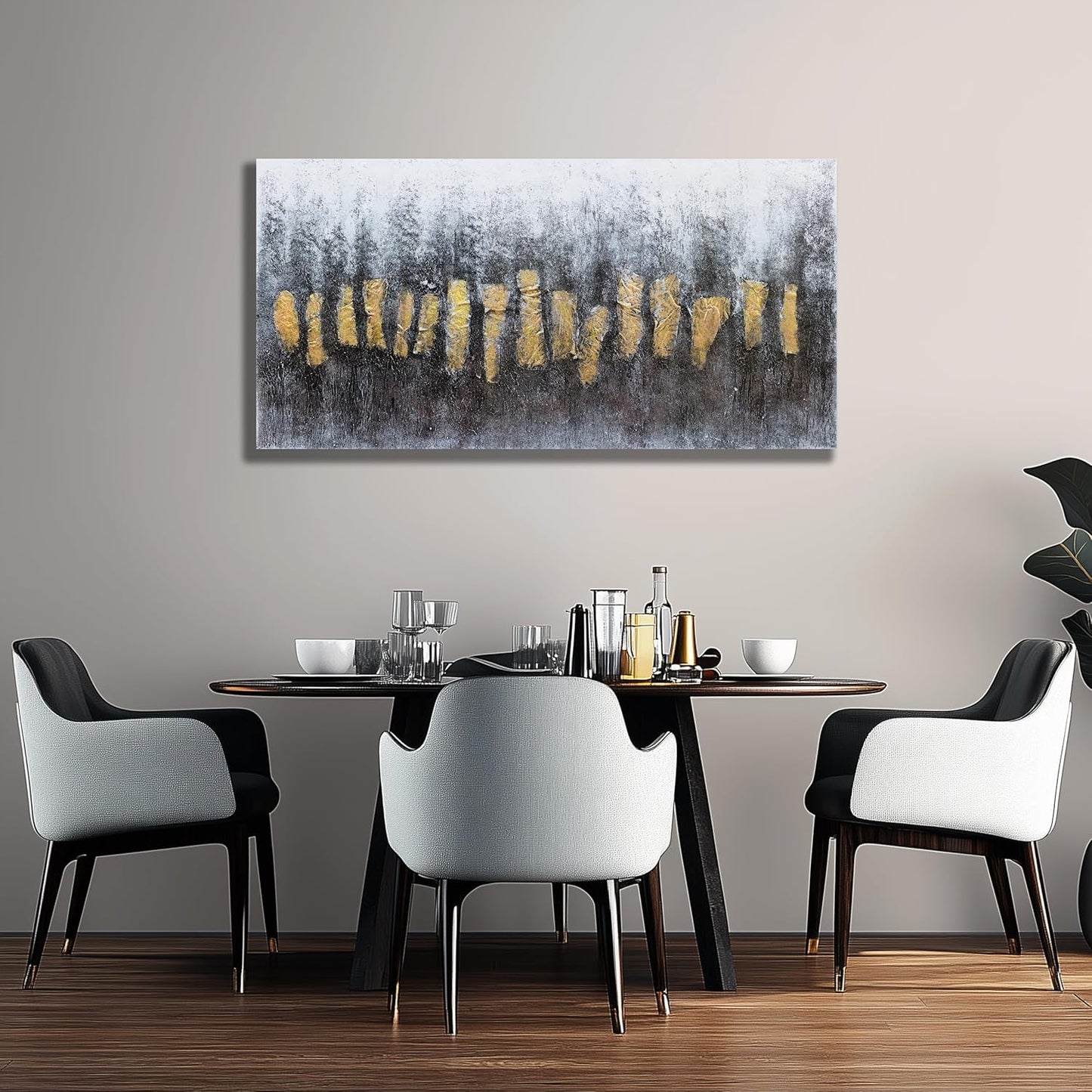 Belmrxne Abstract Art Black and Gold Wall Art Modern Art Wall Decor Trendy Canvas Painting for Living Room Bedroom Dining Room Office Home Decor 20x40 inch