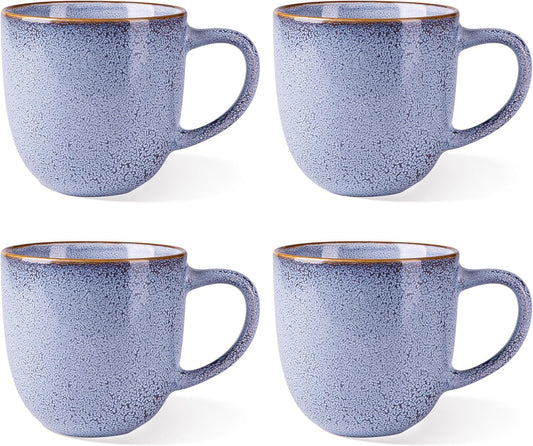 AmorArc 12oz Coffee Mugs, Ceramic Coffee Mugs set of 4 for Man, Woman, Dad, Mom, Modern Coffee Mugs with handle for Latte/Cappuccino/Milk/Cocoa. Dishwasher&Microwave Safe, Blue-Reactive Glaze