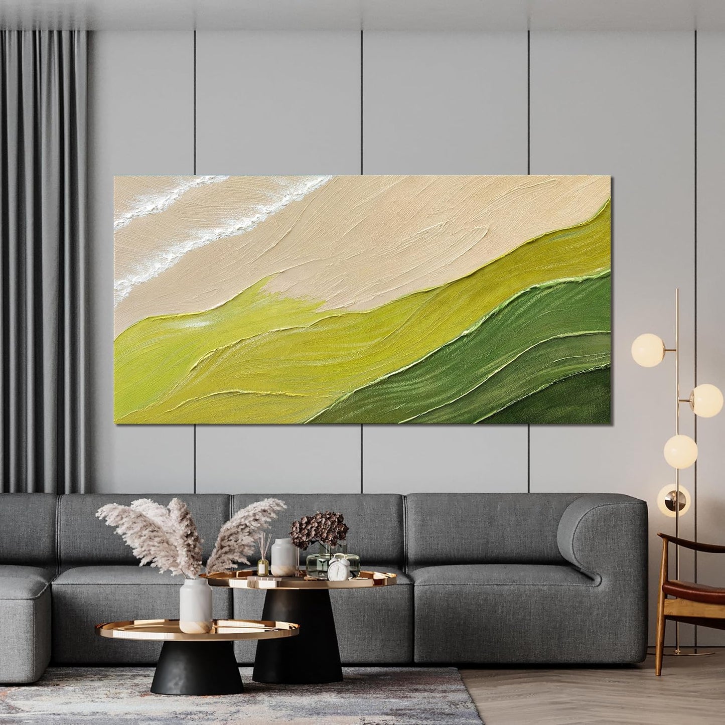 AIXMGSJS Abstract Wall Art Decor Abstract Canvas Art Wall Decor Modern Green Wall Art Prints Large Minimalist Wall Art Pictures for Living Room Large Artwork for Walls Bederoom Office Decor 29" X 58"