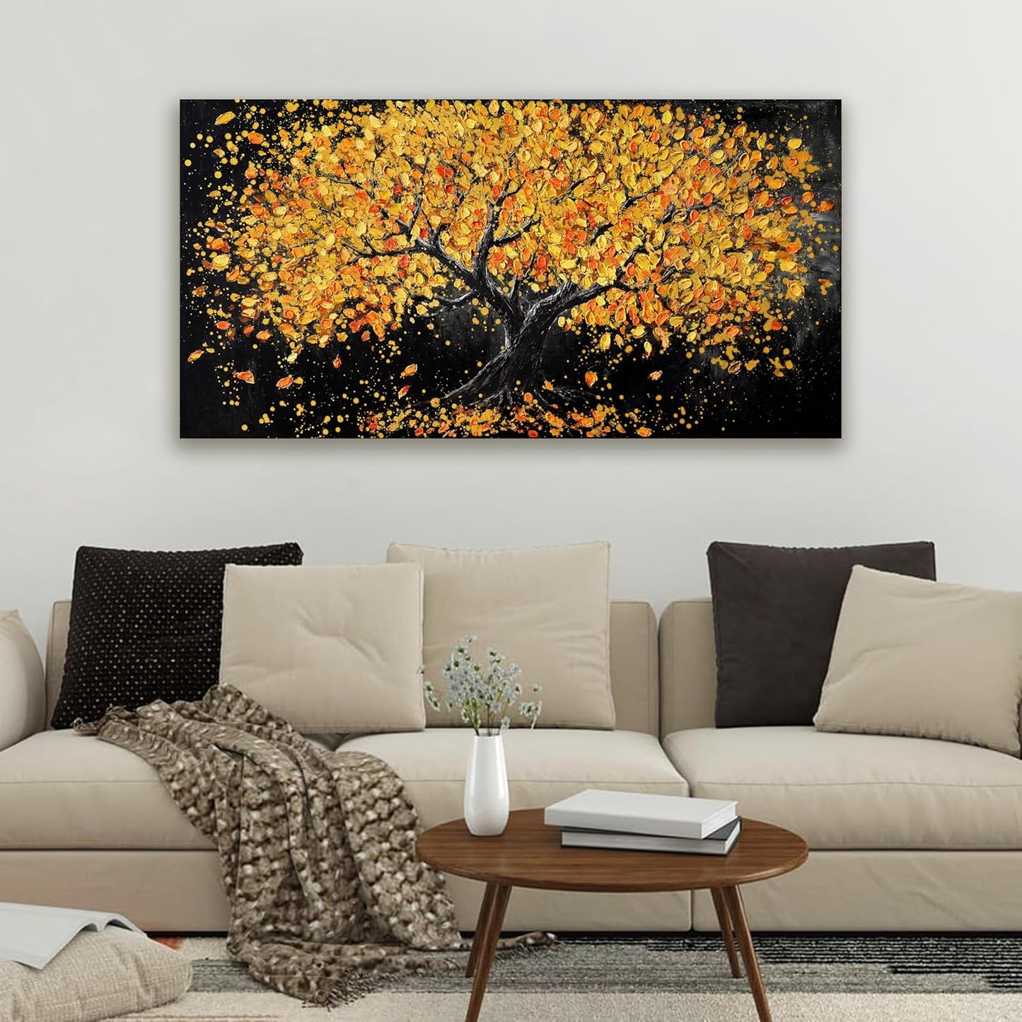 Canvas Wall Art Decor Artwork for Walls Black and Gold Wall Art Decor Tree of Life Wall Art Pictures for Living Room Tree Wall Art Modern Wall Art Prints Art Work for Home Office Wall Decor 20" X 40"
