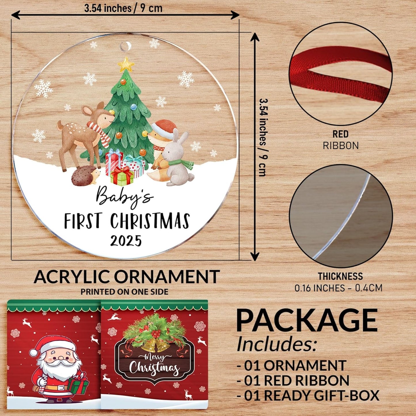 Baby's First Christmas Ornament 2025 - Acrylic Baby Ornaments for Christmas Tree - Baby's First for New Parents, Family, Baby Boy Or Baby Girl - Christmas Tree Hanging Decorations