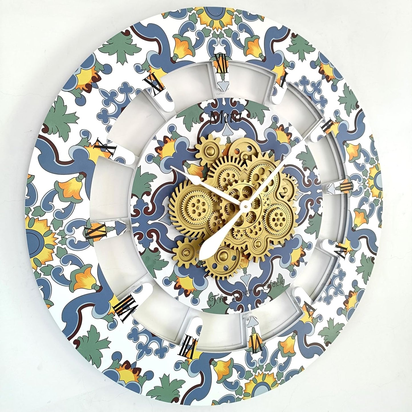 The Gears Clock Wall Clock Italy Collection with Moving Gears (Meta, 36 inch Round)
