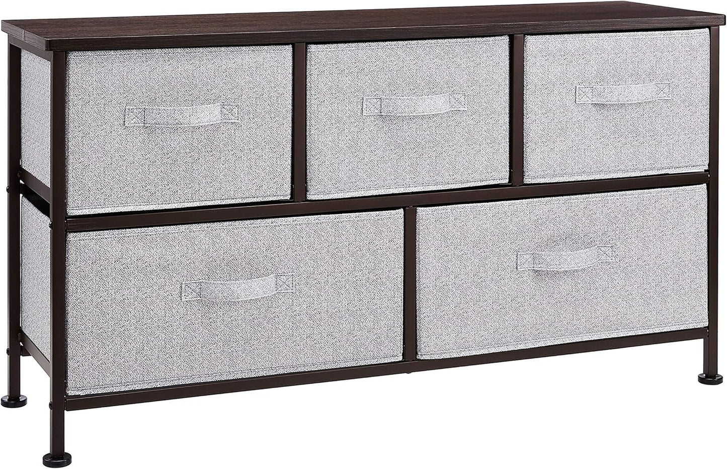 Amazon Basics Extra Wide Fabric 5-Drawer Storage Organizer Unit for Closet, Bronze