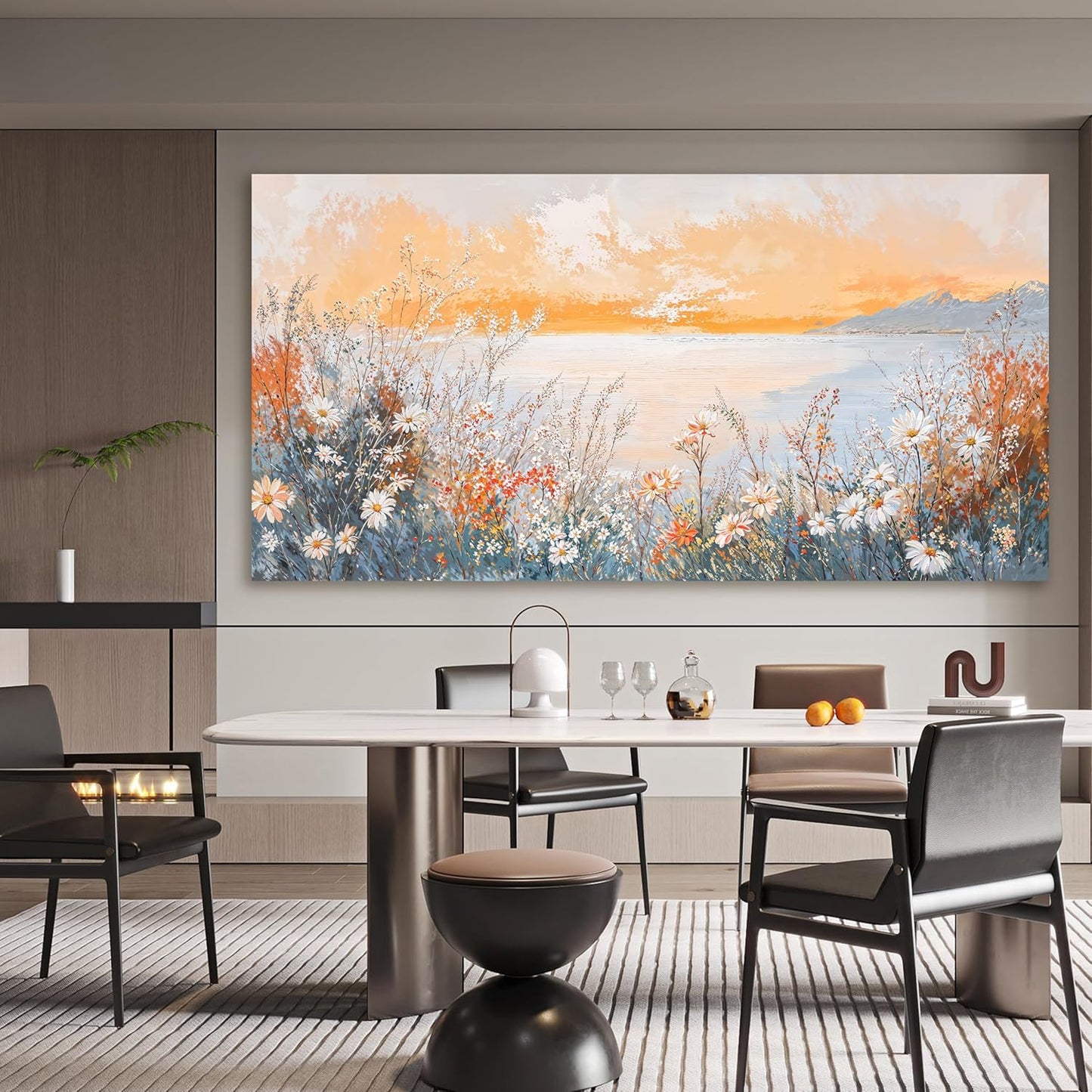 Canvas Oversized Wall Art Decor Wall Art Pictures for Living Room Artwork for Walls Large Coastal Beach Wall Art Prints Canvas Art Wall Decor Vintage Wildflower Wall Art Bedroom Home Decor 29"X58"