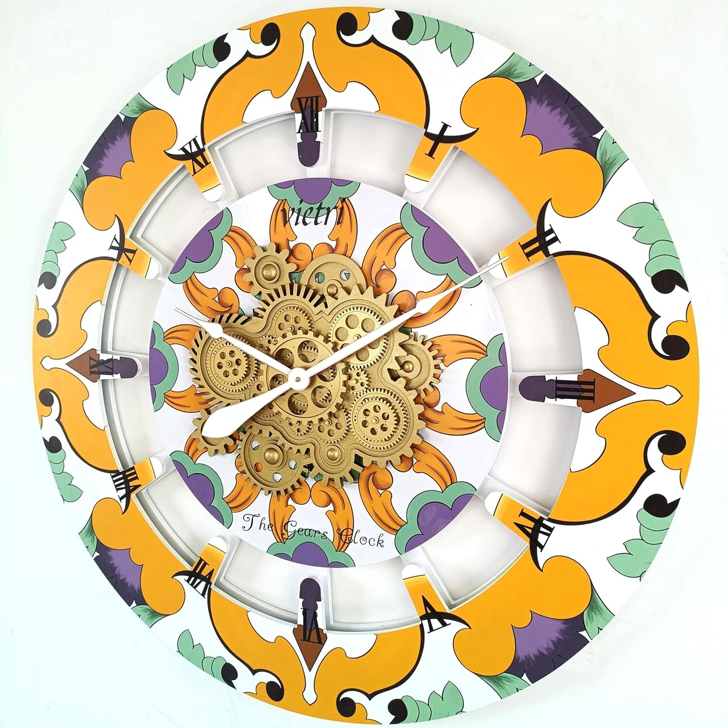 The Gears Clock Wall Clock Italy Collection with Moving Gears (Vietri, 36 inch Round)