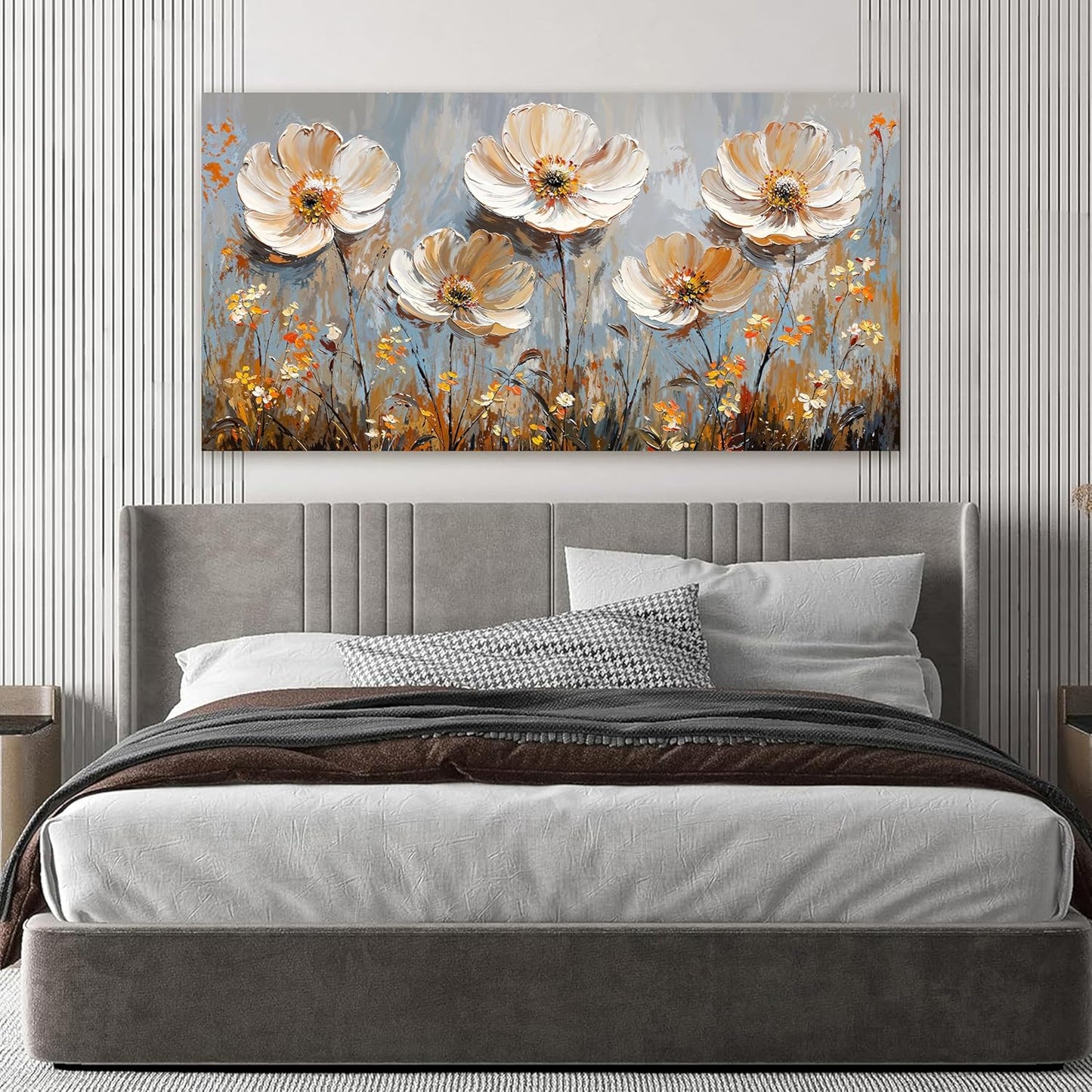 Canvas Wall Art Decor Art Work for Wall Decor Vintage Gold Wall Art Prints Wall Art Pictures for Living Room Nature Flower Wall Art Decorations Field Artwork for Walls Bedroom Office Decor 20" X 40"