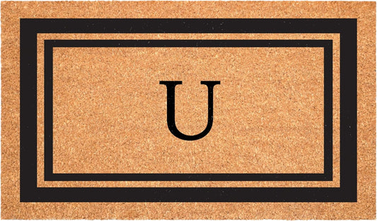 Calloway Mills 152963048U Black Border 30" x 48" Monogram Doormat Letter (U)