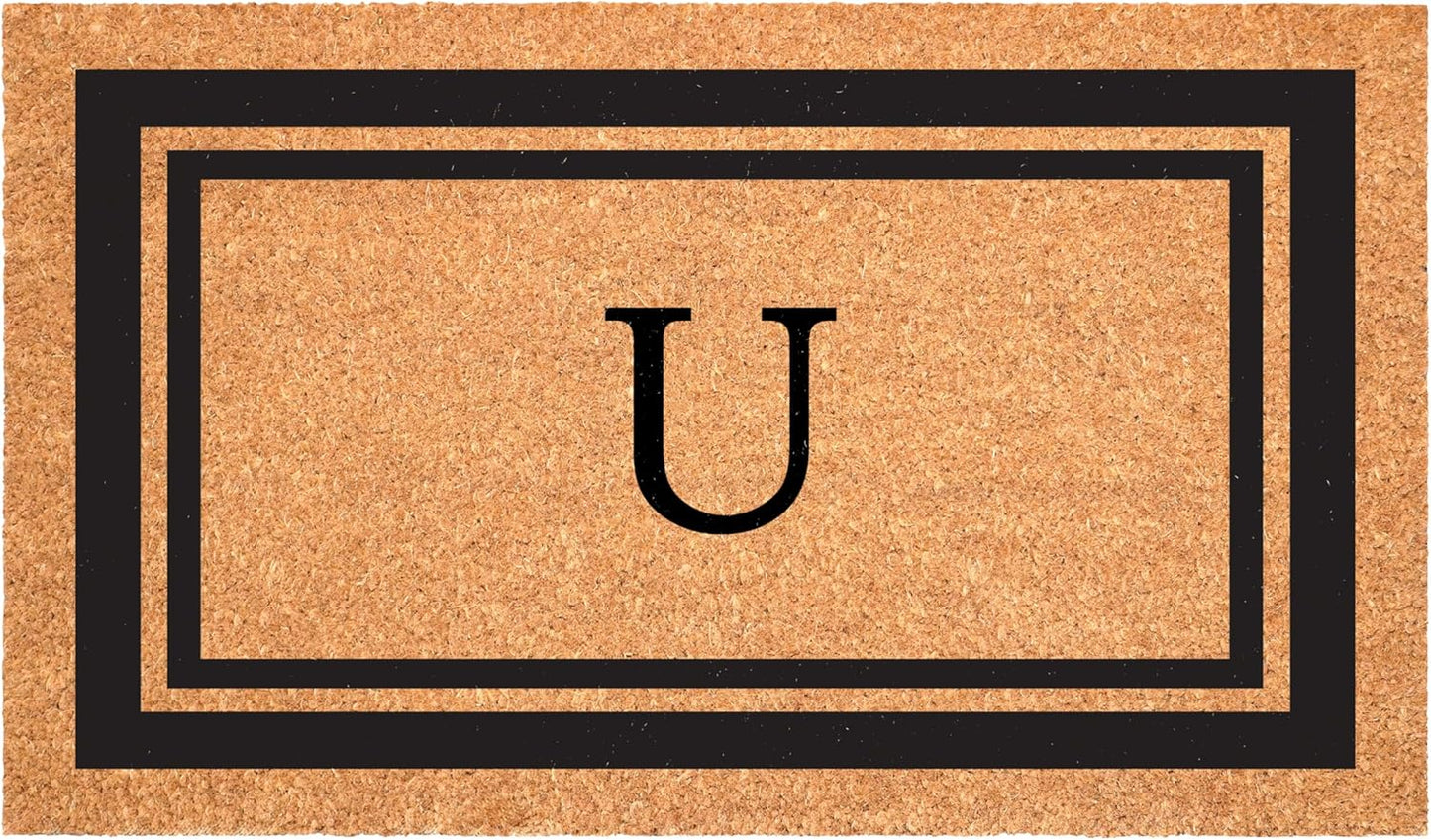 Calloway Mills 152962448 Black Border 24" x 48" Monogram Doormat (Letter U)