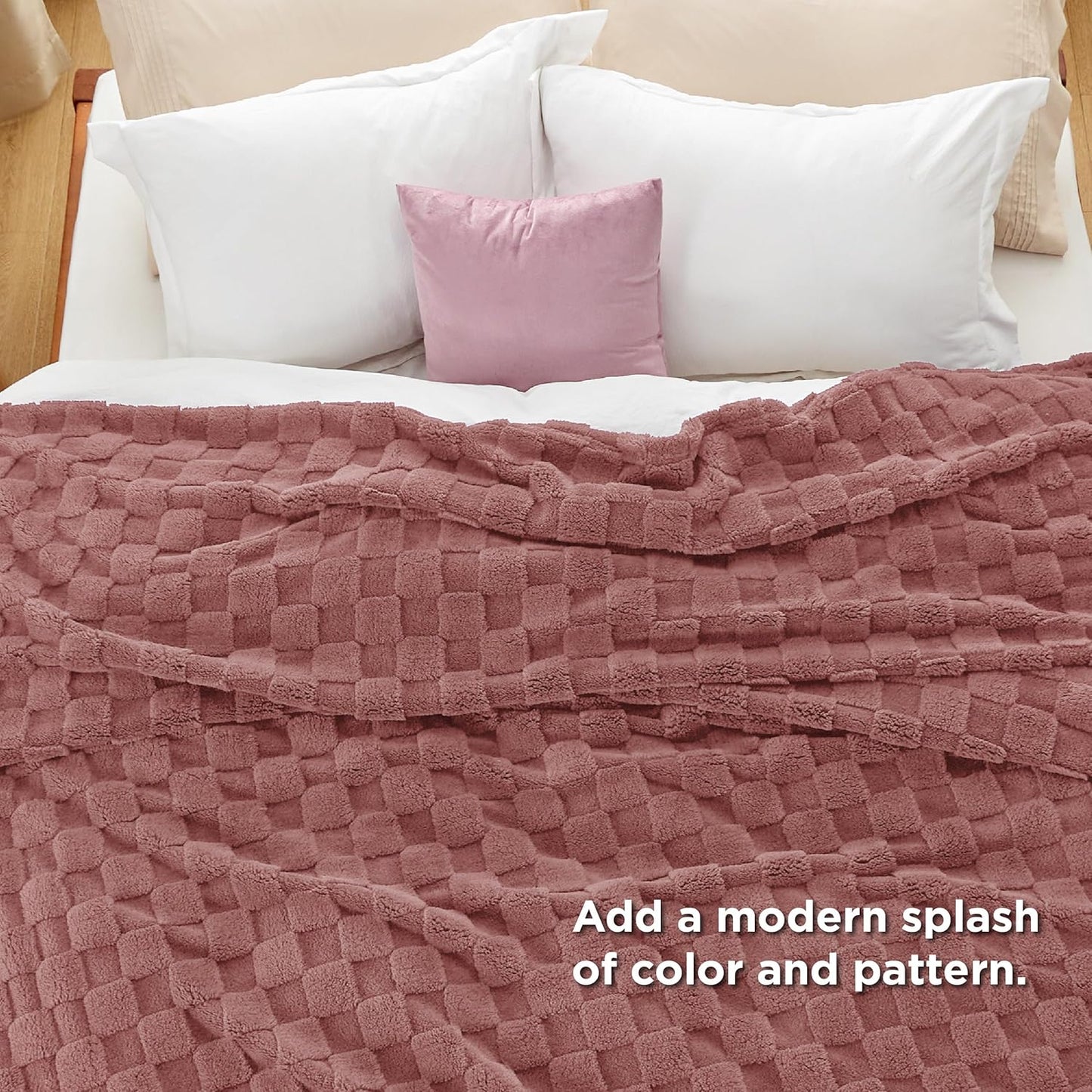 Bedsure GentleSoft King Size Blanket for Bed - Super Soft Cozy Blankets for Women Men Girls, Large Fuzzy Fleece Throw for Bedroom Decor, Dusty Pink,108x90 Inches