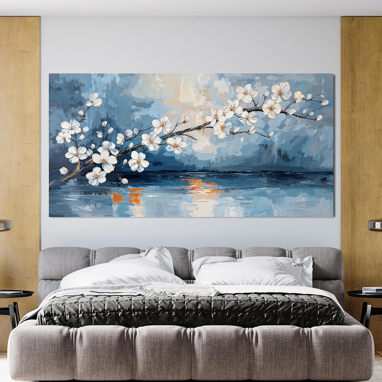 Canvas Wall Art Decor Large Coastal Vintage Wall Art White Flower Wall Art Prints Wall Art Pictures for Living Room Canvas Art Wall Decor Oversized Artwork for Walls Bedroom Office Decor 29" X 58"