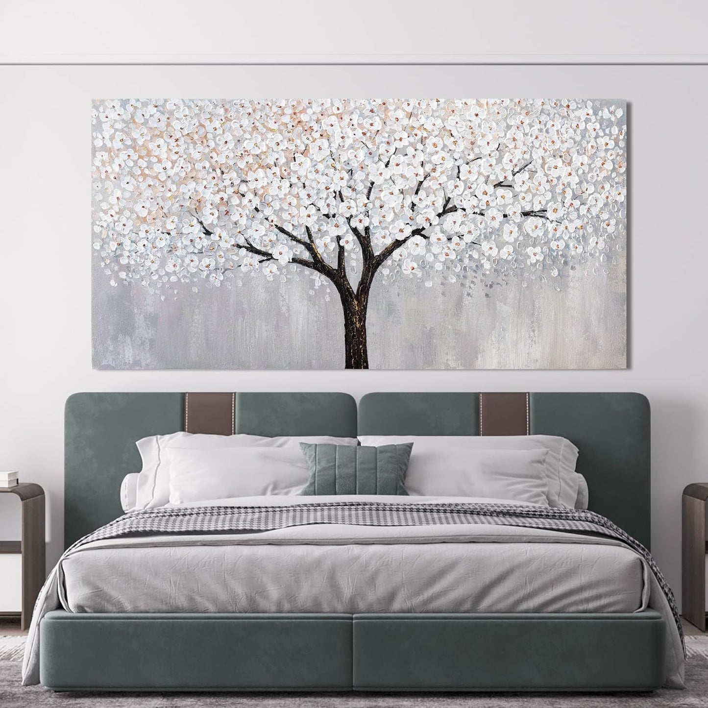 Canvas Wall Art Decor Artwork for Walls Black and White Wall Art Decor Large Tree of Life Wall Art for Living Room Vintage Tree Flower Wall Art Decorations for Room Home Office Wall Decor 29"X58"