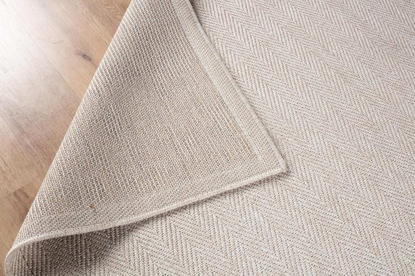 CAMILSON Easy Jute Rug 10x14, Indoor Outdoor Off-White Color Fiber Area Rugs for Living Room and Patio Rug Herringbone Boho Woven Design Easy-Cleaning Washable Outside Carpet Alfombras 10 x 14