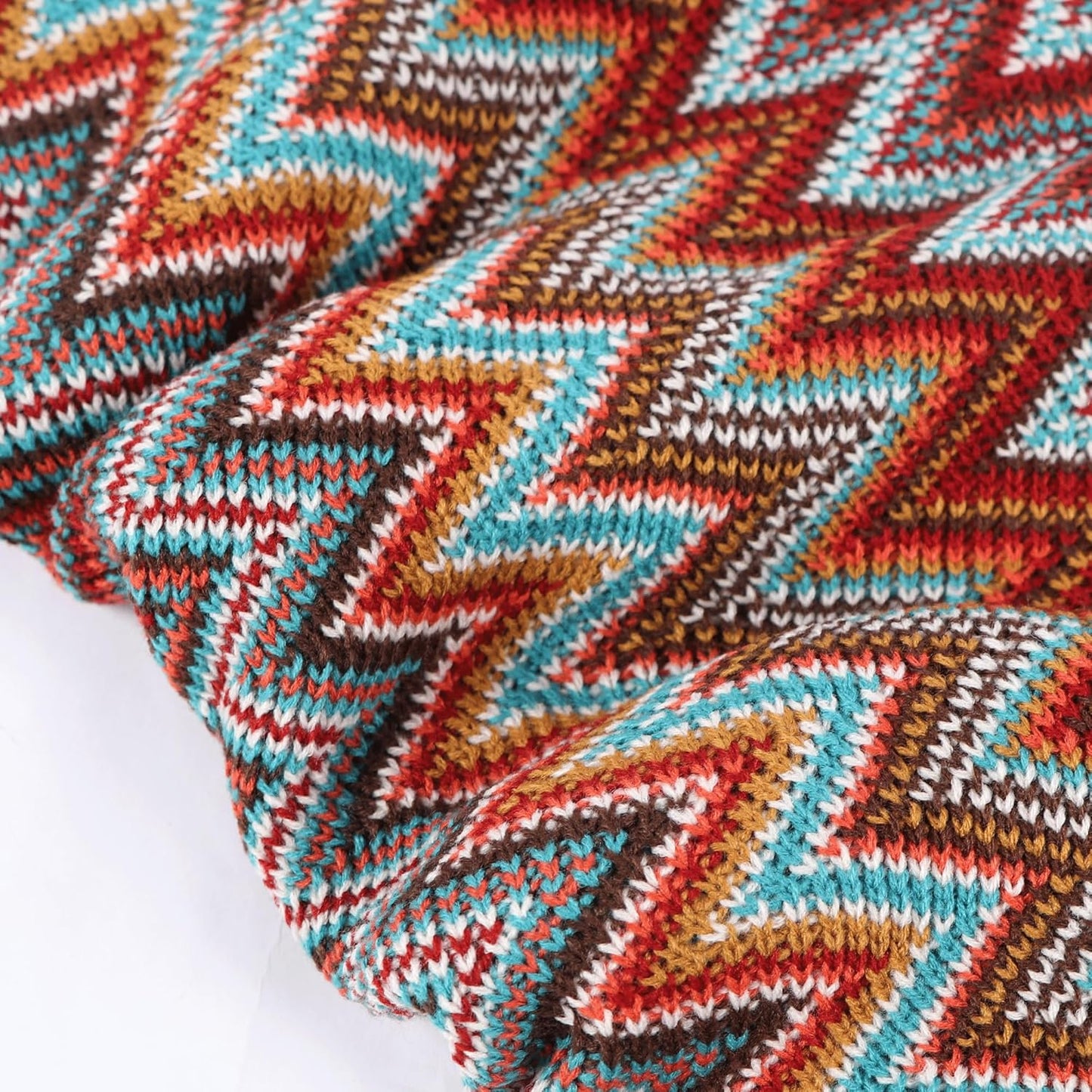 Boho Throw Blanket - Bohemian Fringe Tassels， for Bed Couch Soft ChairBlanket Double Sided (50"x70") (Red)