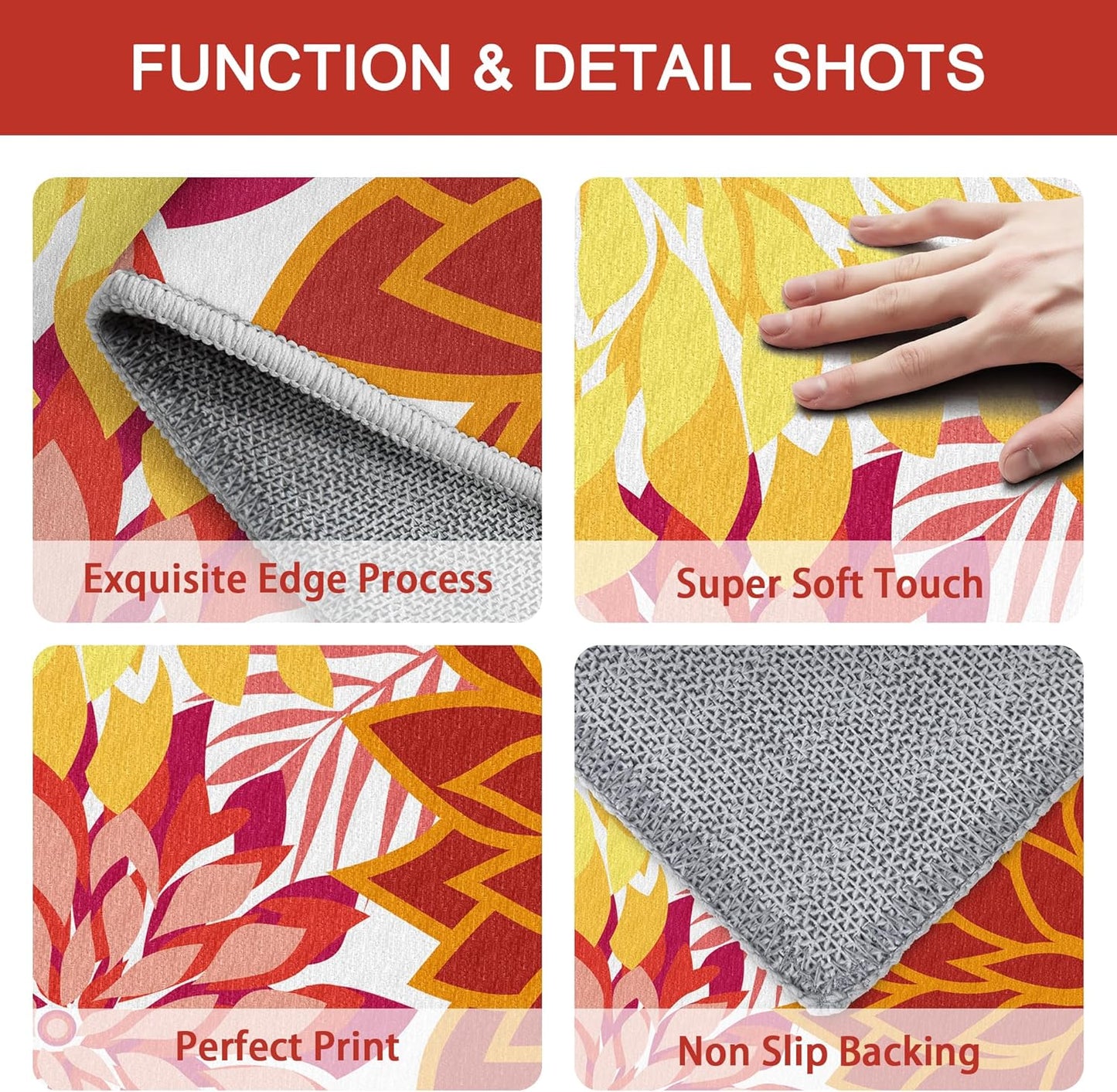 Area Rug 2x6 Washable Entry Rug Multicolored Tropical Botanical Modern Floral Indoor Kitchen Door Mat Entrance Carpet Non Slip for Bedroom Living Room, Porch