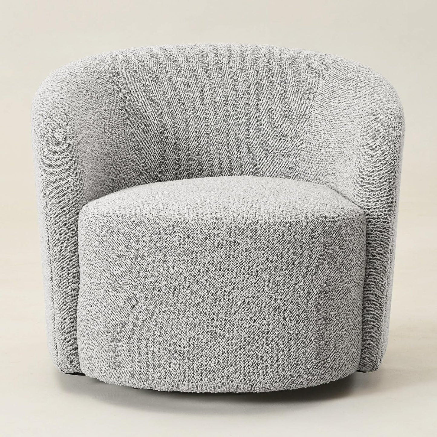 KINWELL Sherpa Swivel Barrel Chair & Round Ball Pillow Set - 34" Wide Modern Boucle Accent Chair with 9” Matching Nordic Decorative Throw Pillow for Living Room and Bedroom(Black White)