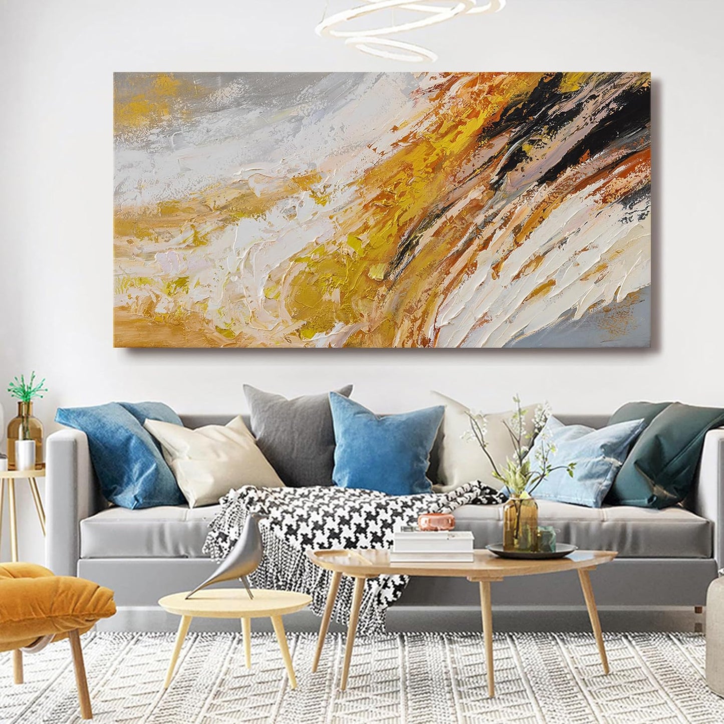 Canvas Wall Art Decor Wall Art Pictures for Living Room Modern Large Wall Art Canvas Art Wall Decor Black and White Abstract Wall Art Prints Large Gold Artwork for Walls Home Office Decor 29" X 58"