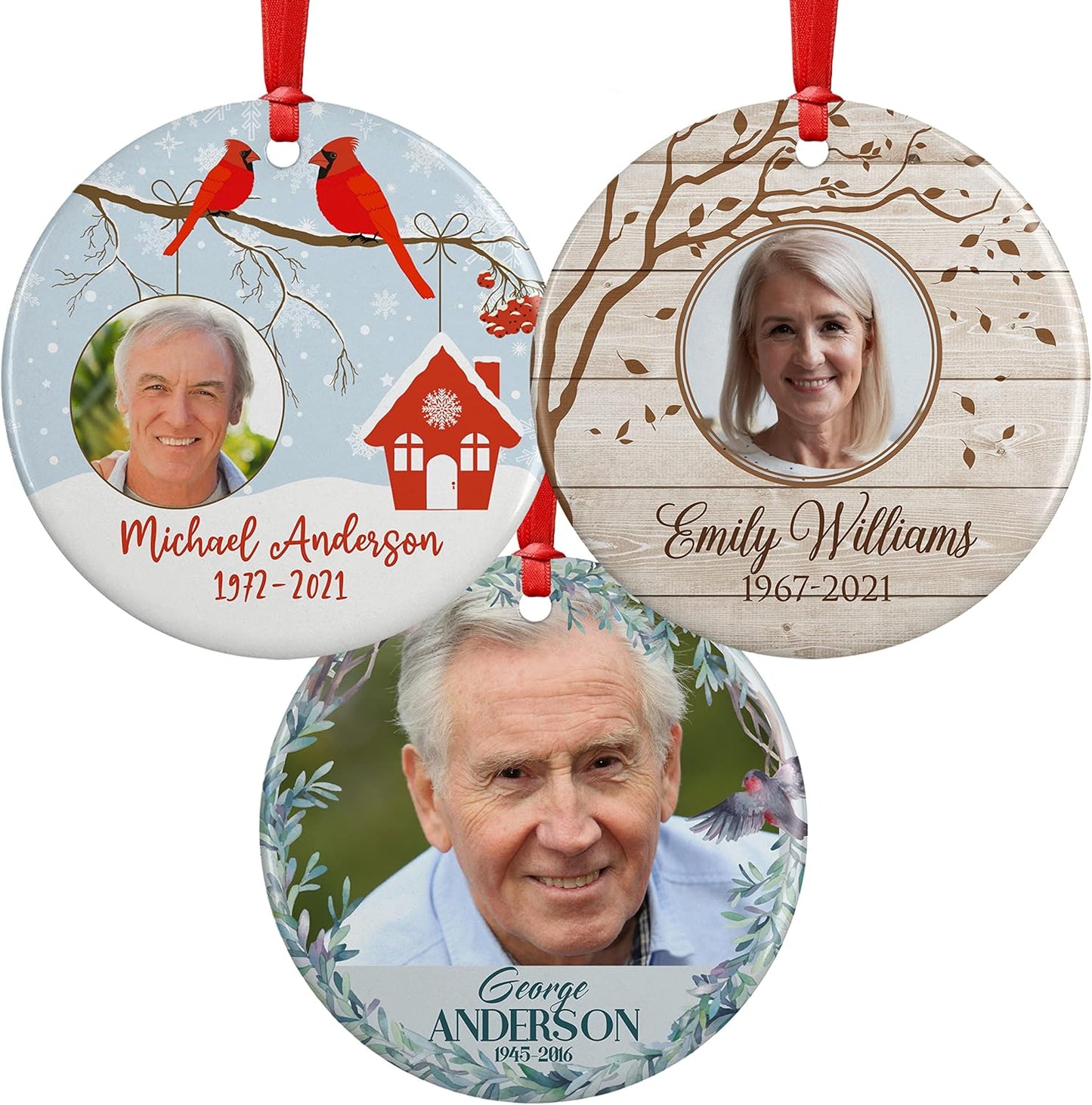 Autumn Tree, Memorial Christmas Ornament Personalized with Photo, Name & Date - Upload Photo & Picture - 7 Designs, Memorial Ornaments Loss of Loved Ones – D4