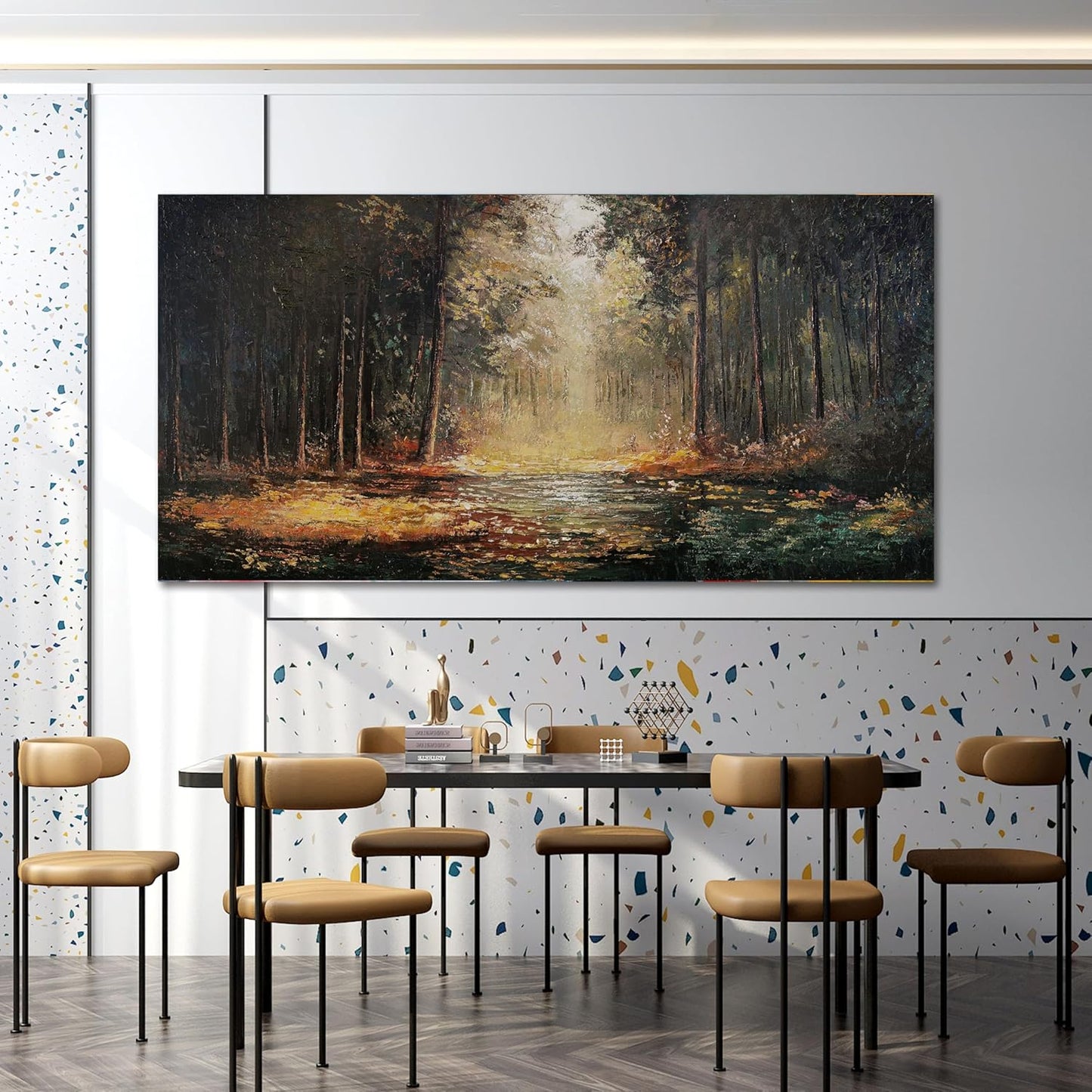 Canvas Wall Art Decor Large Wall Art Pictures for Living Room Landscape Natural Wall Art Decor Canvas Art Wall Decor Yellow Forest Wall Art Prints Art Work for Home Office Room Wall Decor 29" x 58"