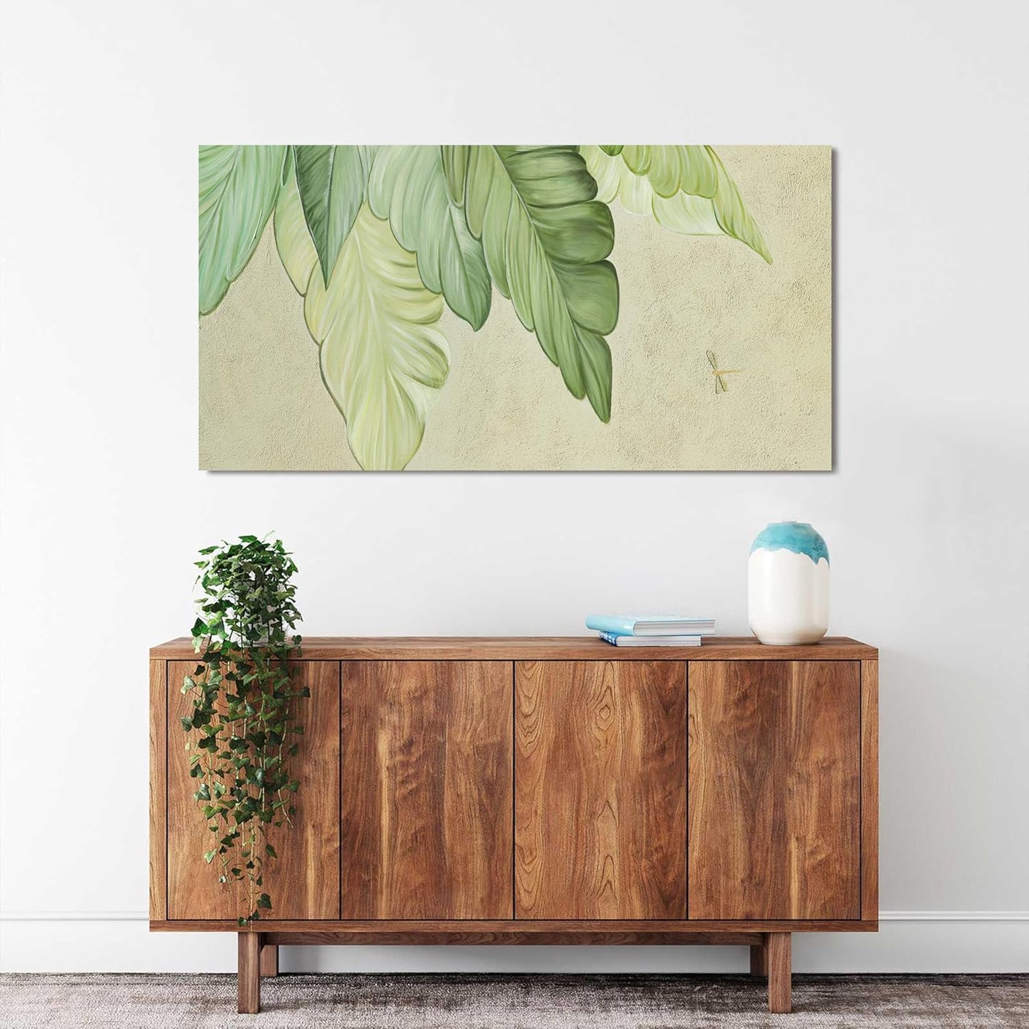 Canvas Wall Art Decor Modern Green Wall Art Prints Wall Art Pictures for Living Room Art Work for Wall Decor Boho Botanical Wall Art Decorations Artwork for Walls Bedroom Office Decor 20" X 40"