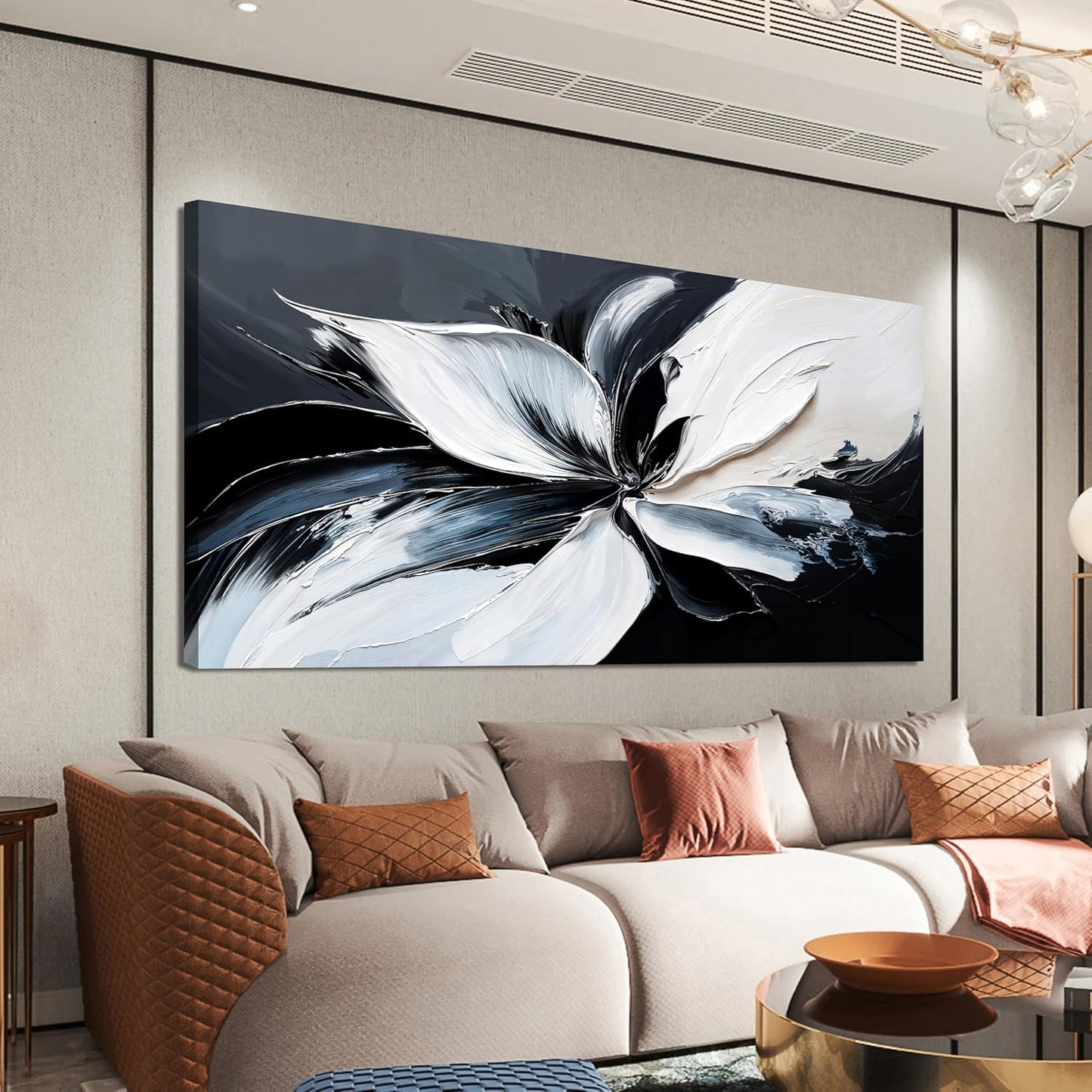 Canvas Abstract Wall Art Decor Modern Minimalist Wall Art Black and White Wall Art Prints Abstract Canvas Art Wall Decor Wall Art Pictures for Living Room Artwork for Walls Home Room Decor 20" X 40"