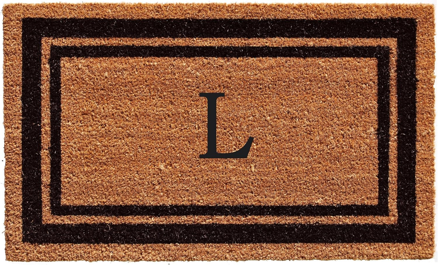 Calloway Mills 152963672L Black Border 36" x 72" Monogram Doormat Letter (L)