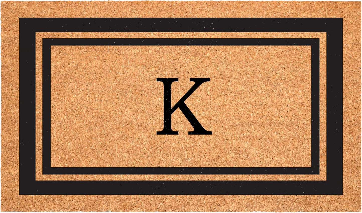 Calloway Mills 152962448 Black Border 24" x 48" Monogram Doormat (Letter K)