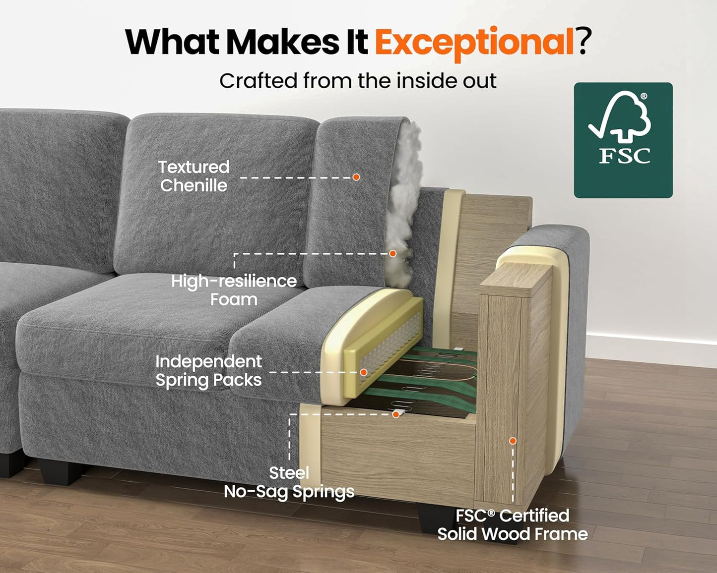 CHIC HOUSE Pull Out Sofa Bed, Full Size Sleeper Sofa, 2-in-1 Convertible Corduroy Couch with USB Charging, Memory Form Couch for Living Room, Apartment and Small Space (Grey, Corduroy - Full Size)