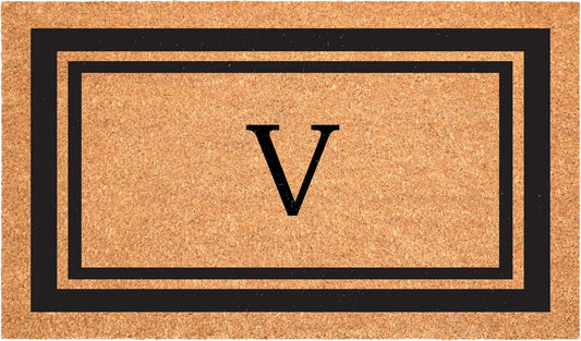 Calloway Mills 152962436V Black Border 24" x 36" Monogram Doormat, (Letter V)