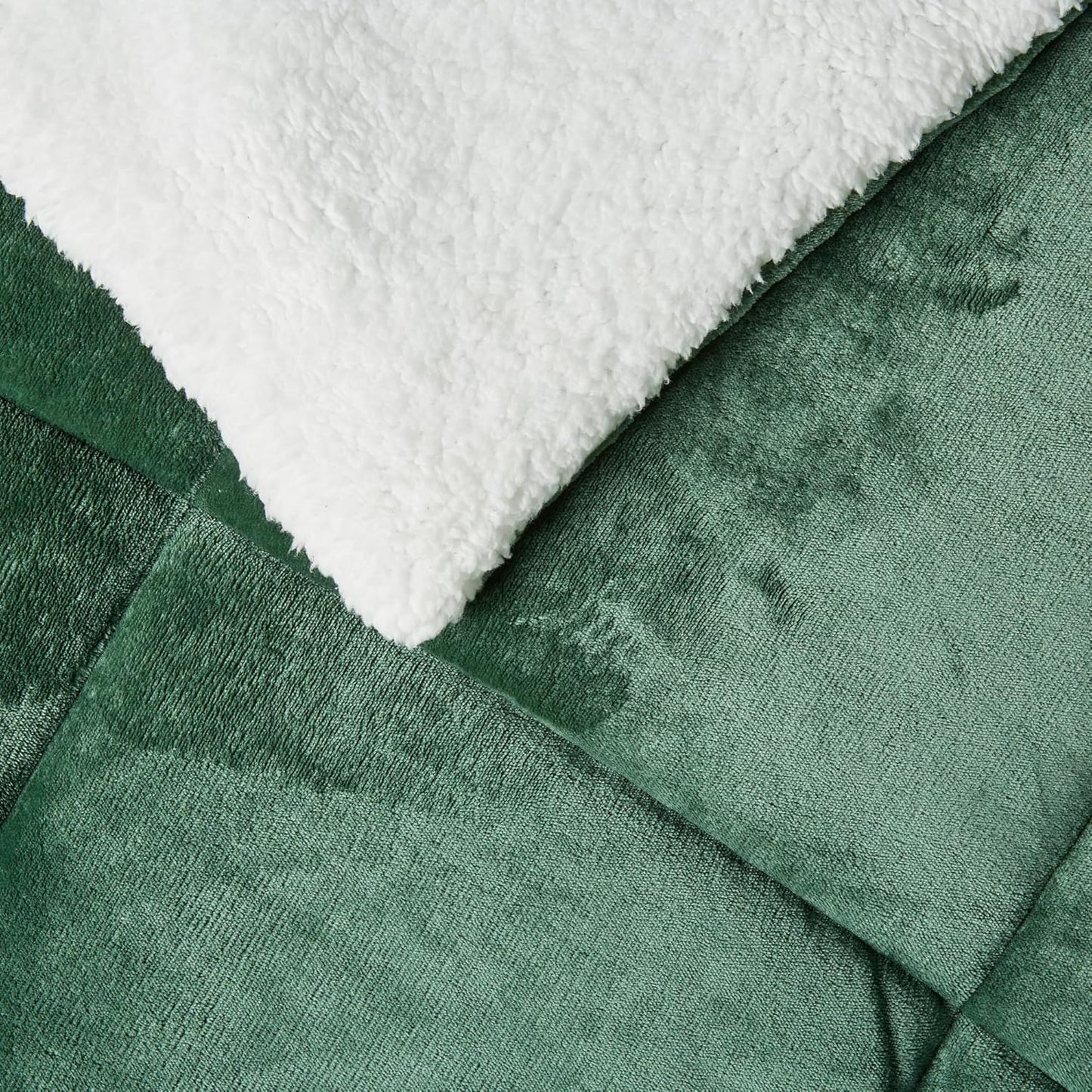 Amazon Basics Reversible Sherpa Comforter Set with Pillow Sham, Green, King