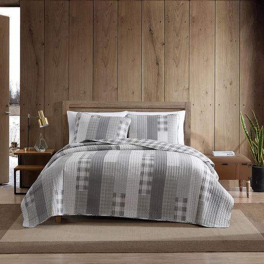 Eddie Bauer - Queen Quilt Set, Cotton Reversible Bedding with Matching Shams, Home Decor for All Seasons (Fairview Grey, Queen)