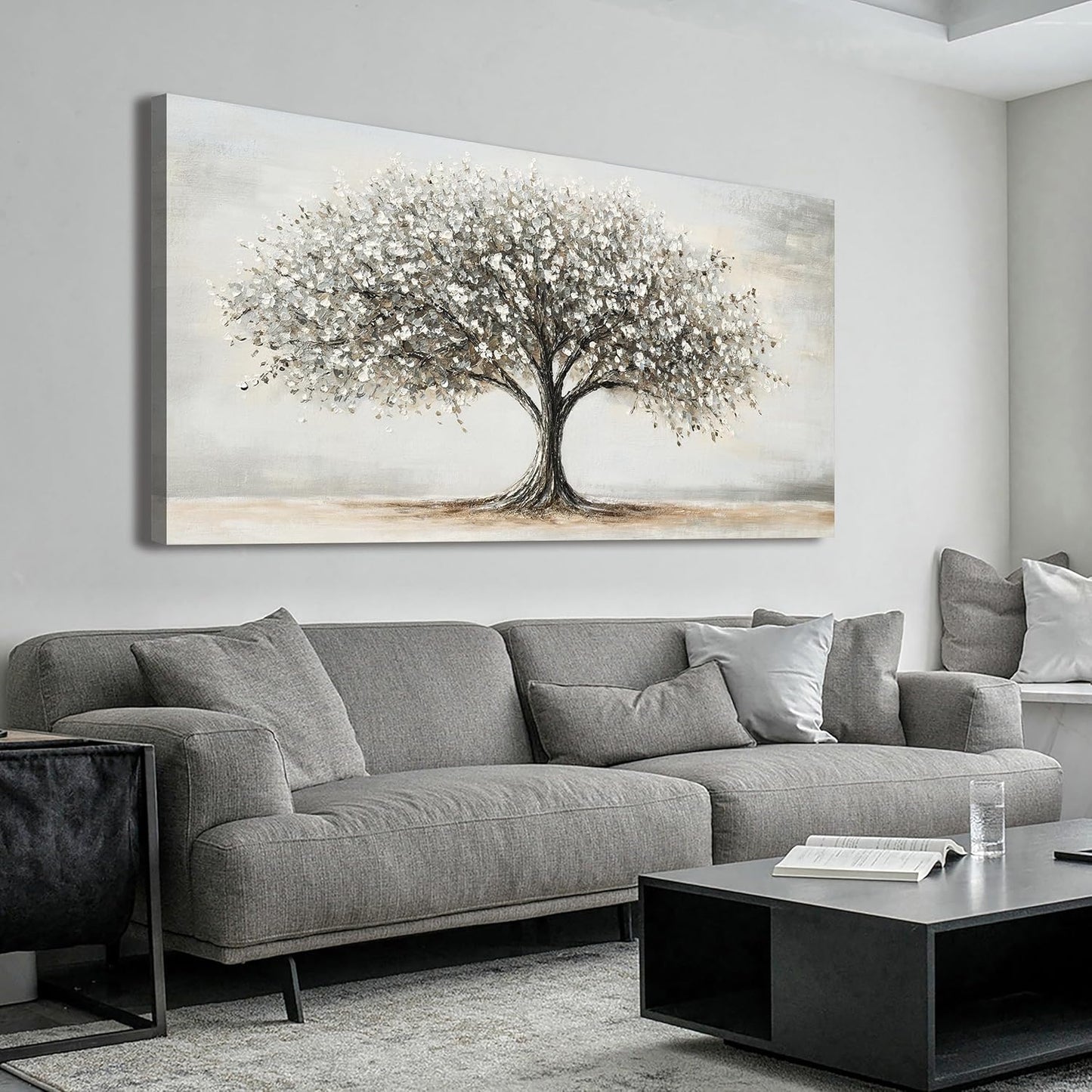 Canvas Wall Art Decor Canvas Art Decor Tree of Life Art Modern Black and White Wall Art Prints Large Artwork for Walls Pictures for Living Room for Bedroom Office Wall Decor 24" X 48"