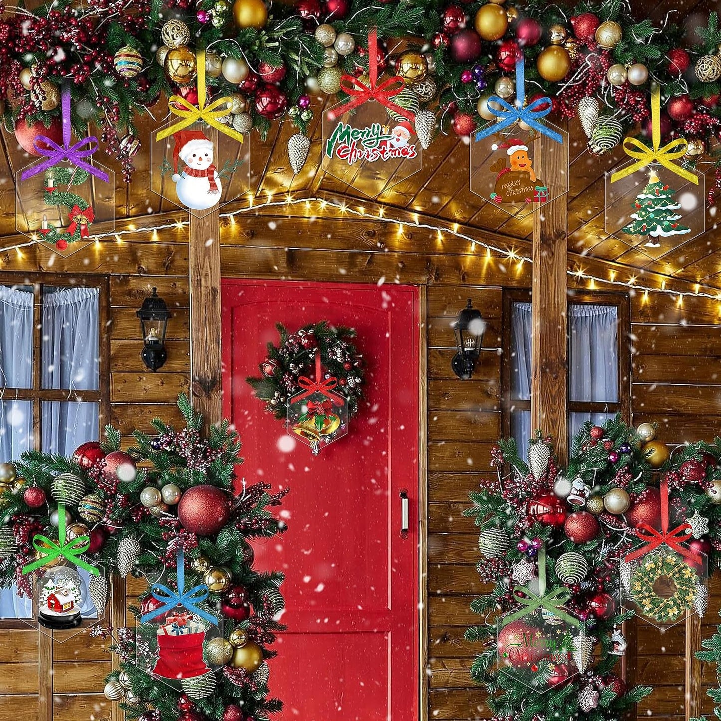 50 Pieces Christmas Hanging Ornaments Set 3''Christmas Ornament Acrylic Blank with 50Pcs 25 Color Ribbons for Christmas Tree DIY Decor (Classic Style, 50.00)