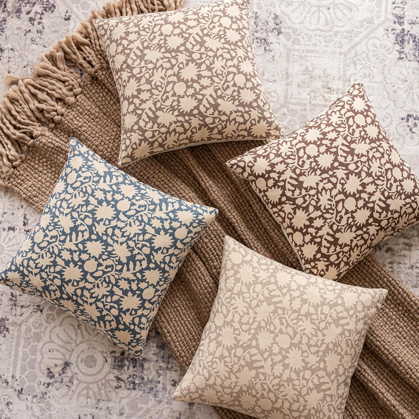 Foindtower Set of 2 Decorative Long Body Lumbar Throw Pillow Covers Accent Farmhouse Cushion Covers Floral Vintage Pillowcase for Couch Sofa Bedroom Living Room Home Decor Outdoor,14×36 Inch,Brown