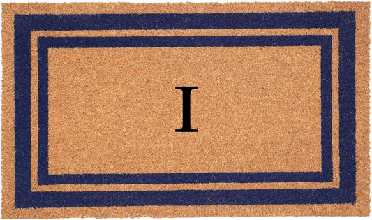Calloway Mills 153001830I Dark Blue Border 18" x 30" Monogram Doormat (Letter I)