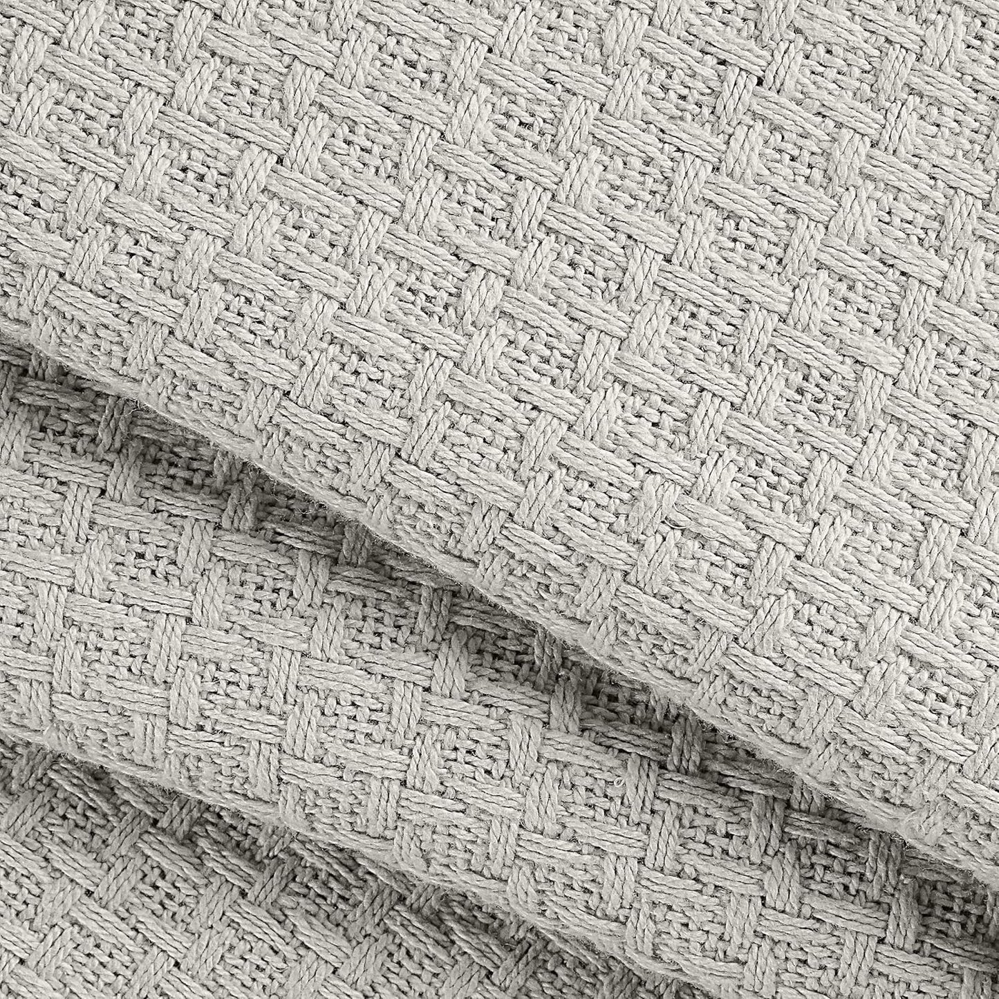 BELIZZI HOME 100% Cotton Bed Blanket, Breathable Bed Blanket Full Queen Size, Cotton Thermal Blankets Full Queen, Perfect for Layering Any Bed for All Season, Light Grey